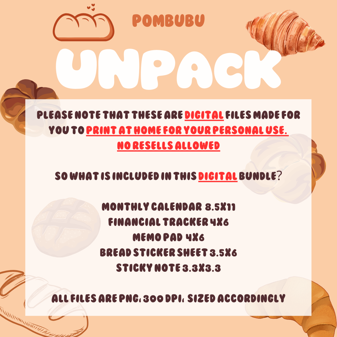 PRINTABLE Bread Theme Planning DIGITAL Bundle