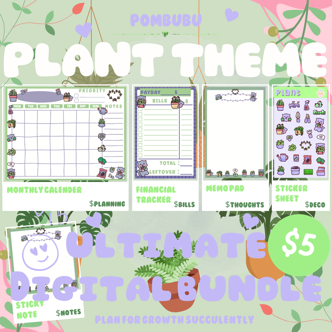 PRINTABLE Plant Theme Planning DIGITAL Bundle
