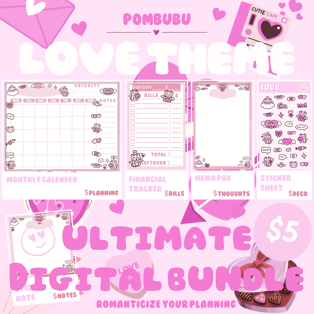 PRINTABLE Love Theme Planning DIGITAL Bundle