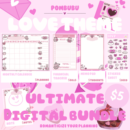 PRINTABLE Love Theme Planning DIGITAL Bundle