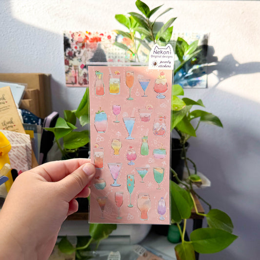 nekoni mixed drinks sticker sheet