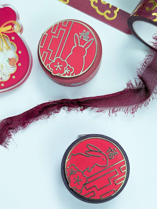 chinese new year of the rabbit enamel pins