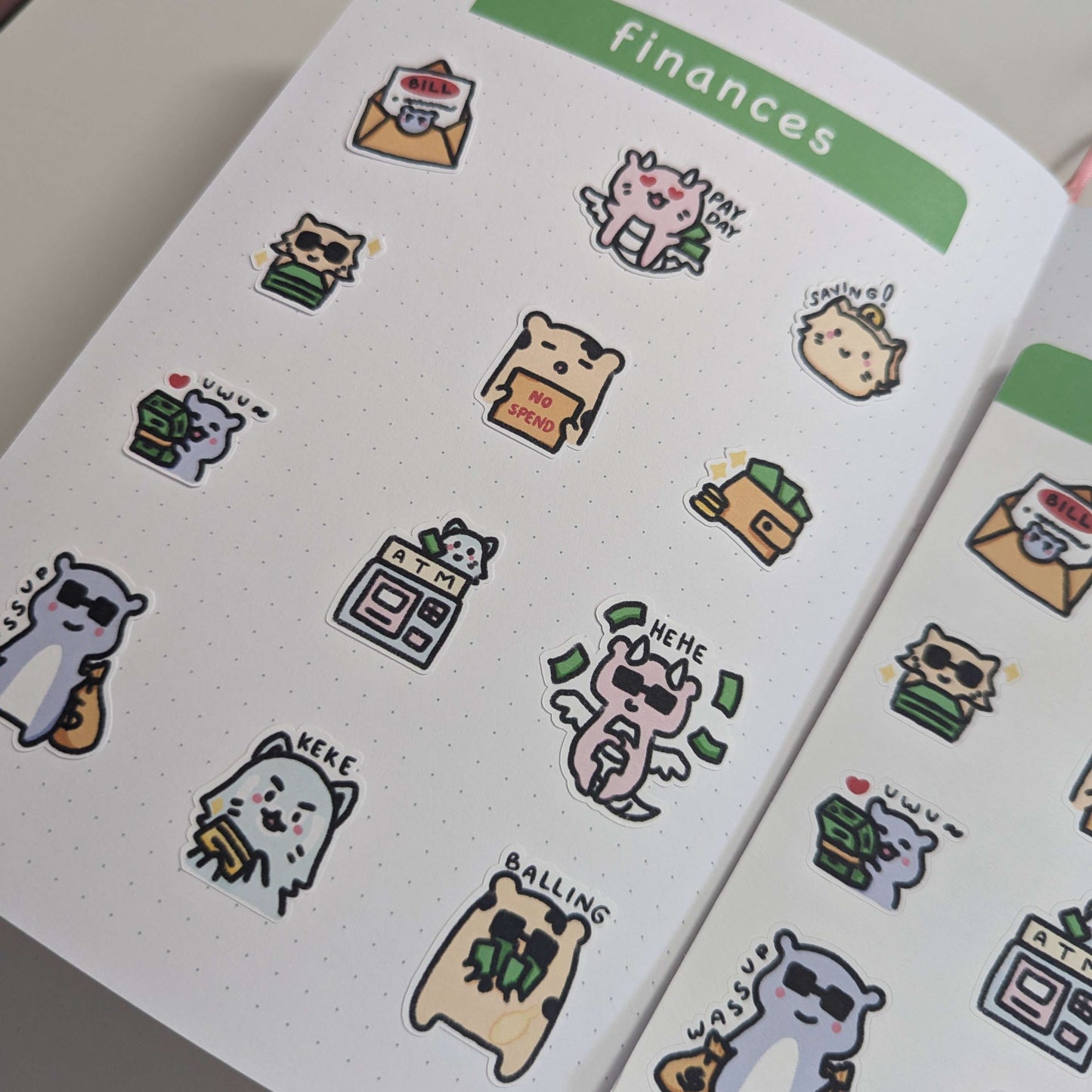 finances sticker sheet