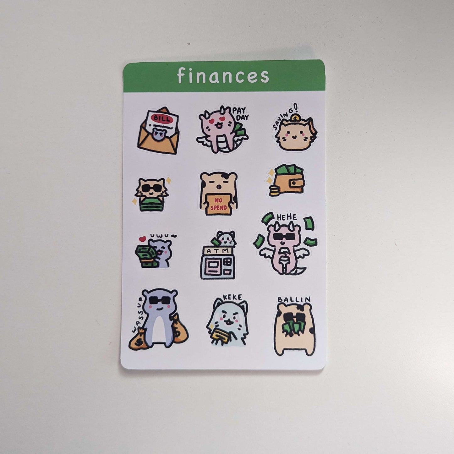 finances sticker sheet