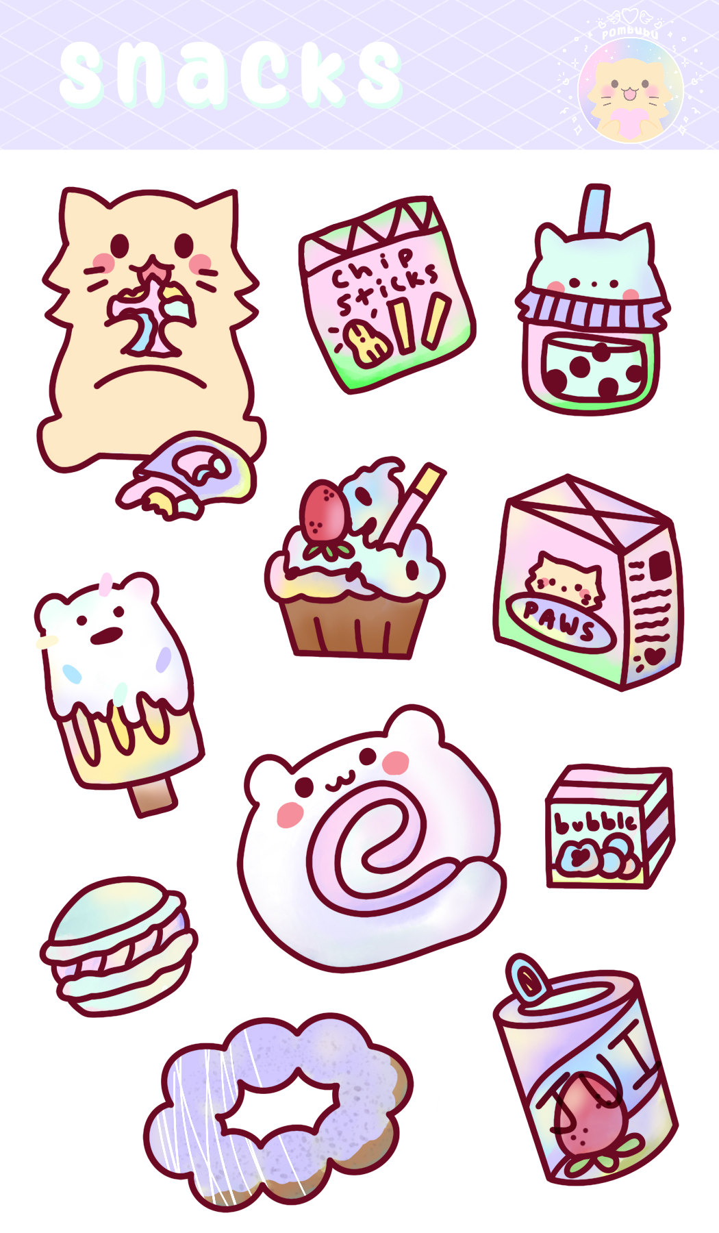 snacks sticker sheet
