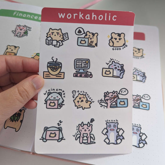 workaholic sticker sheet