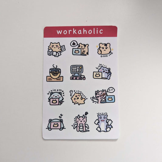 workaholic sticker sheet