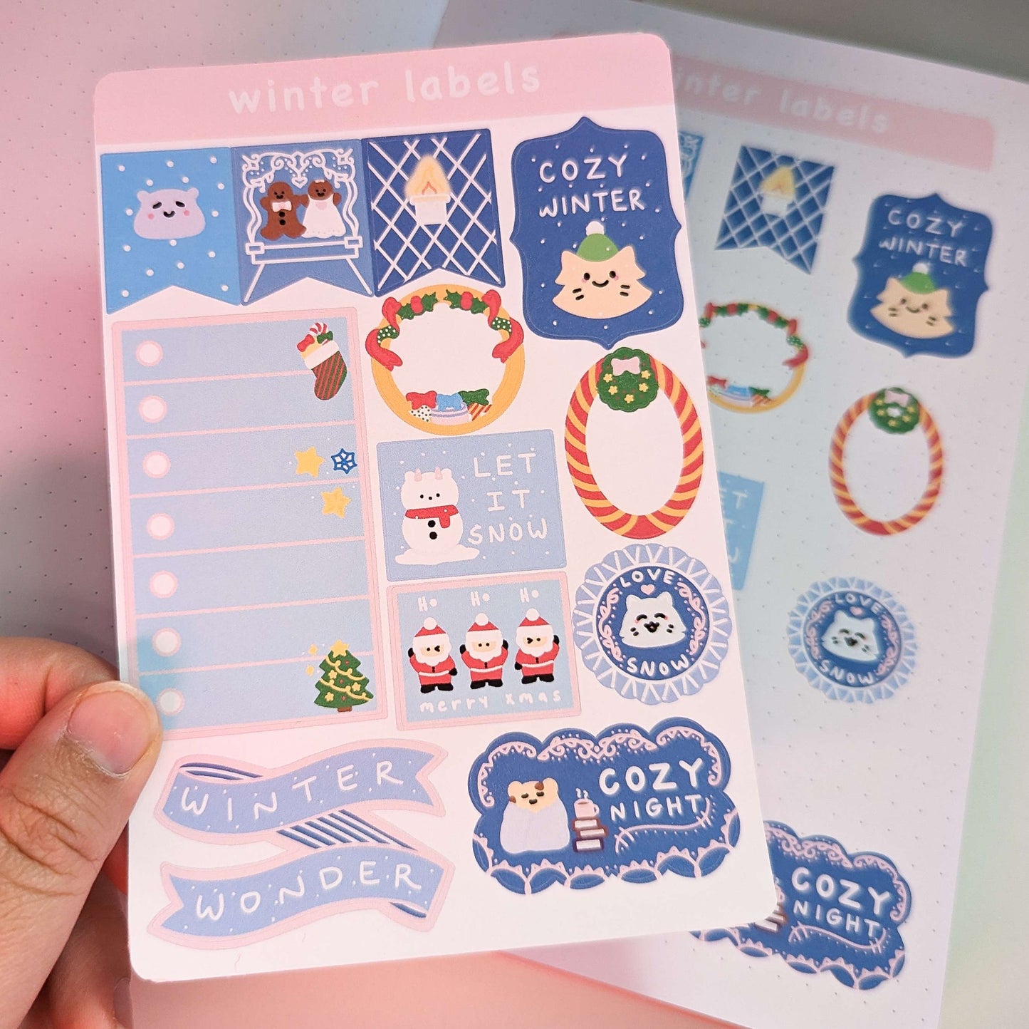 winter label sticker sheet