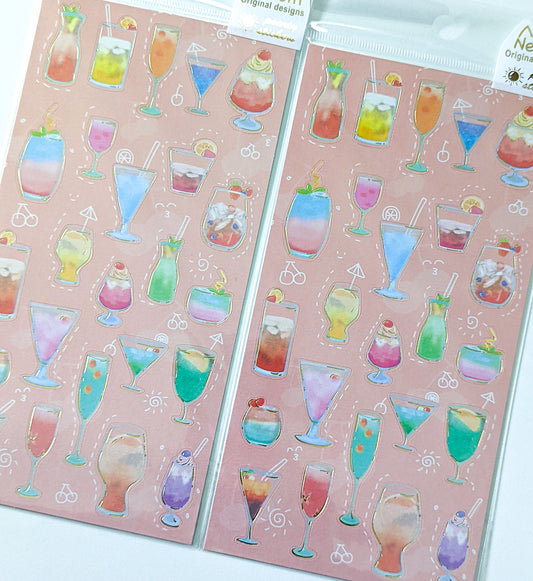 nekoni sweets mixed drinks sticker sheet